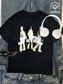 Styl uliczny Napływ bawełny T-shirt Y2K T-shirt z nadrukiem T-shirt Wiosna i lato Casual Krótki rękaw Okrągły dekolt Topy