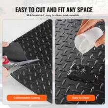 KFFKFF Diamond-Plate Rubber Flooring Roll, 3 Mm X 4 Ft X (6 To15) Ft Garage Floor Mat, SBR Rubber Garage Flooring Roll, Easy To Clean, Diamond Plate Rubber Mat For Under Cars, Garage Industry Gym, Black