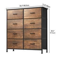 Commode, 8 Tiroirs en Tissu Commode Chambre Meuble de Rangement, Cadre en Métal,pour Chambre à Coucher, Salon,Gris Profond