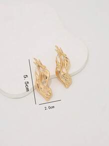 1 对不对称金属火焰形耳环，夸张个性化珠宝，适合女士 - 金色 - 查看 3