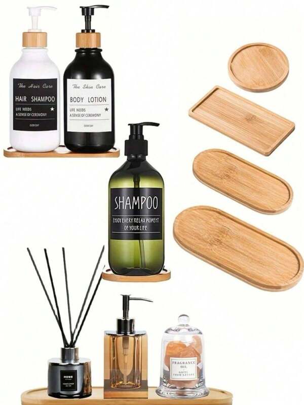 1pc Bamboo Bathroom Tray, Boho Multifunctional Desktop Storage Basket For Bathroom