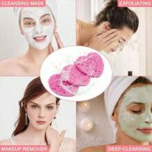 5 件/10 件/20 件心形压缩面部清洁海绵、卸妆液和清洁垫 - 粉色 - 查看 5