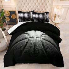 NINENINE Twin/Full/Queen/King Size Basketball Comforter Set For Boys Kids Teens Ultra Soft Microfiber Sports Theme Black And Gray Basketball Bedding Sets - 黑色 - 查看 1