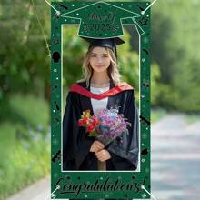 1Pc-Polyester-2025 Graduation Photo Booth Props Pink Bow Banner, Class Of 2025 Glitter Large Size Graduation Photo Booth Props, Graduation Party Favors Supplies Decorations For College 2025Graduates - Multicolor - View 9