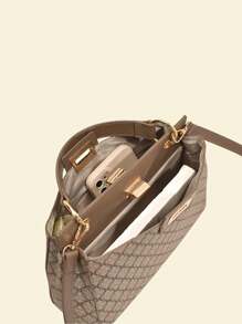 Dedoo 时尚热销欧洲复古女士可双面使用设计手提包，定制印花防刮材料，节日礼物，中年妈妈包，大容量满足日常出行和购物场合使用，可单肩、斜挎通勤包 - 彩色 - 查看 5