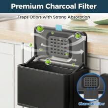 Stainless Steel Hanging Trash Can With Lid And Inner Bucket, 2 Gallon Kitchen Compost Bin For Counter Top, Under Sink Or Wall Mount, Small Garbage Can For Cupboard/Bathroom/Bedroom/RV, Black - Black - View 5