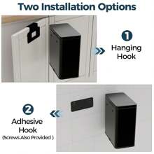 Stainless Steel Hanging Trash Can With Lid And Inner Bucket, 2 Gallon Kitchen Compost Bin For Counter Top, Under Sink Or Wall Mount, Small Garbage Can For Cupboard/Bathroom/Bedroom/RV, Black - Black - View 9