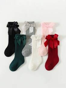 3 双新生儿至幼儿女婴纯色袜子 - 舒适及膝设计，适合全年穿着