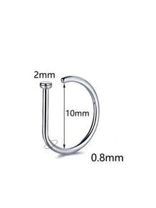 3pcs/Set Steel D-Shaped Nose Ring,Lip Ring,Earring Piercing Jewelry, Punk Style & Hypoallergenic
