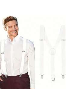 Solid Color Men Suspender With 3 Strong Clips Adjustable Braces Suitable For Teen Summer Casual Outdoor Athletic Or Vacation Travel Or Graduation Gifts Or Birthday Dress Accessories Or Daily Wear