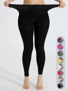 1件装女士加大码时尚紧身连裤袜，轻薄高弹 - 紅色 - 查看 1