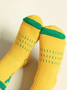 5 Pairs Kids Boys Letter Print Crew Sports Socks, Vivid Colors, Soft & Comfortable For Sports - Multicolor - View 4