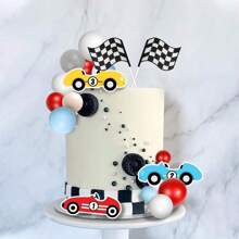 25 PCS Racing Cake Toppers Race Car Birthday Cake Decorations For Racing Car Checkered Flag Birthday Anniversary Party Decorations Supplies,Christmas
