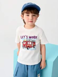 Balabala Young Boys Quick-Dry Cartoon T-Shirt, 2025 Summer Top - Original White - View 3