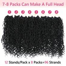 14/18/24inch 8 Packs Goddess Faux Locs Crochet Hair For Women, Goddess Locs Crochet Hair, Boho Style Locs, River Hair With Curly Ends - 1B - 查看 5
