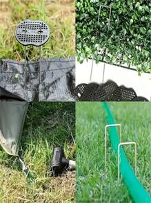 U-Shaped Garden Stakes For Fixing Lawn Turf, Landscape Fabric, Ground Fabric, Garden Net, Galvanized Steel Garden Spikes, Landscape Cover Spikes With Ground Spikes And Washers, Galvanized Control Fabric, Lawn Spikes, Agricultural Film Cover, Dust Control Net, Soil Fence - Multicolor - View 8