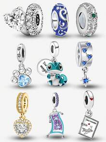 1件925纯银时尚爪印心形蜥蜴旅行日记吊坠，适合女士手链、手镯DIY首饰制作和日常穿搭搭配 - 串珠 - 查看 12