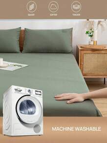 3pcs Olive Green Soft & Cozy Brushed Bedding Set