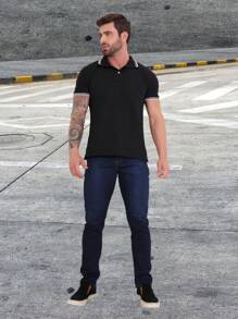 Men's Jeans Zipper Lycra Jeans Color Dark Black Medium Light Stretch Manufacturers Special Prices Direct - 深色水洗藍 - 查看 4