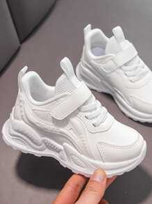 Girls Sports Shoes, New Spring & Autumn Waterproof Soft Sole Leather Chunky Sneakers, Suitable For Boys And Girls, Toddlers/Little Kids, Spring/Autumn