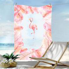1 Pc Extra Large Flamingo Print Ultra-Soft Microfiber Beach Towel - Quick Dry, Non-Stick And Extra Plush, Skin-Friendly And Portable, Suitable For Fun Travel, Yoga, Picnic And Pool Party Summer,Holiday - Multicolor - View 4
