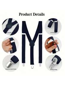 Solid Color Men Suspender With 3 Strong Clips Adjustable Braces Suitable For Teen Summer Casual Outdoor Athletic Or Vacation Travel Or Graduation Gifts Or Birthday Dress Accessories Or Daily Wear