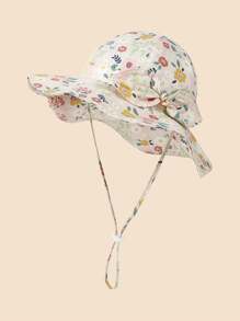 1 chapeau bébé fleuri ditsy, chapeau enfant seau, chapeau de soleil à large bord avec nœud