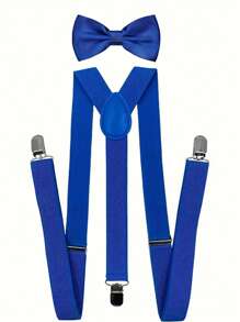 Men's Suspender & Bow Tie Set, Elastic Brace With Bow Tie Set, Suitable For Daily Wear, Weddings, Banquets, Parties, Suitable For Teens, Summer Casual Outdoor Athletic Or Vacation Travel Or Graduation Gifts Or Birthday Dress Accessories Or Daily Wear