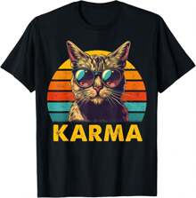 Vintage Cat Music Gifts For Teens  Women Karma T-Shirt
