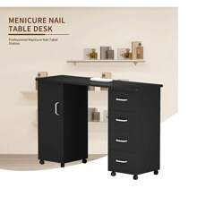 Nail Table Artist Hand Portable Manicure Station Desk Spa Beauty Salon Wooden Technician Table With Drawers, Black Nail Desk, Nail Table, Salon Equipment, Manicure Table, Nail Tech Desk, Salon Furniture, Nail Tech Table, Portable Nail Table, Foldable Nail Desk, Salon Station, Table For Nails, Nail Desk Cheap, Desk For Nails, Beauty Salon Equipment, Table Manicure, Manicure Desk, Hair Salon Equipment, Nail Tables, Nail Salon Furniture, Portable Manicure Table, Nails Table Desk, Nail Desks - Black - View 2