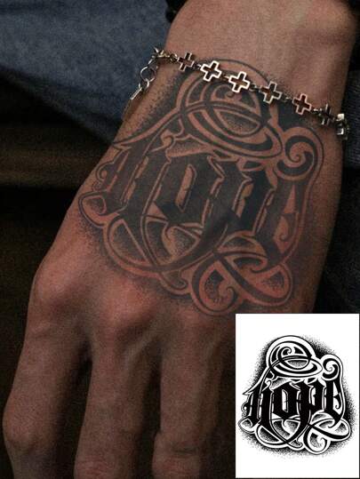 1 Stück kreisförmiges temporäres englisches Tattoo, geometrisch, wasserfest und schweißresistent, hält 1–2 Wochen, realistischer Kräutersaft, nicht reflektierend und reibungsarm, künstliche und weibliche Fake-Tattoos, Arme, Brust, Taille, Rücken, Bauch, Beine, Hals, Finger, Ohren, Tattoo-Aufkleber, moderne Körperkunst