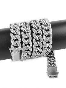 时尚欧美风格仿水晶项链，男女通用多功能腕带，复古摇滚珠宝，母亲节、父亲节、情人节的最佳礼物 - 銀色 - 查看 6