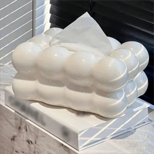 1pc Desktop Tissue Box, Creative Design Plastic Tissue Dispenser, Luxury Cream Style Desk Tissue Paper Storage Container, Suitable For Daily Home, Holidays, Weddings, Christmas Parties, Back To School Decor