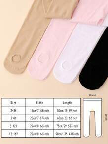 4双女童天鹅绒舞蹈紧身裤，轻薄弹力面料，适合春夏穿着，芭蕾舞练习袜 - 彩色 - 查看 3