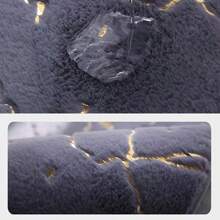 1pc Gold Heat-Transfer Rabbit Fur Style Curved Corner Anti-Slip Mat, Soft Anti-Slip Quick-Dry Bath Mat Suitable For Shower, Bathtub And Sink Area Home Bathroom Decor Carpet