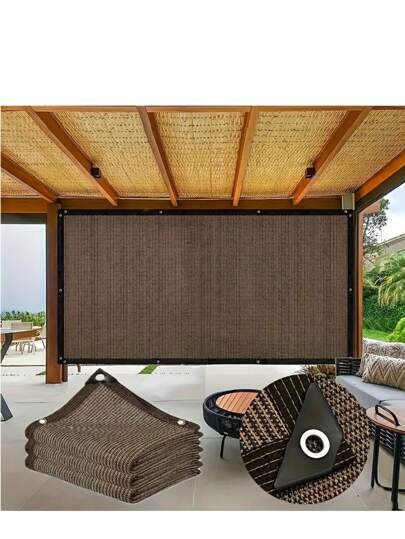 1pc 90% Shade Cloth, Coffee Color Shade Net For Garden Patio, Plant Shade Sail, Greenhouse, Outdoor Gazebo, Lawn, Dog House, Chicken Coop, Easy To Install Shade Cover