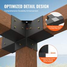 Pergola Bracket Kit 4''x4''(Inner Size 3.6x3.6)&6''x6''(Inner Size 5.6x5.6), 2&4&8pcs 3&4-Way Heavy Duty Corner Bracket Woodworks DIY Post Base Kit, Easy Installation Wooden Beams For Gazebos, Patio Pergolas, Log Cabin Outdoor - 4''x4'' 2pcs 4-way - View 3
