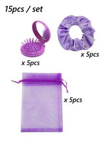 Set regalo per feste di 30/15/3 pezzi in rosa/viola/rosa antico, borsa portaoggetti in organza rosa, accessori per capelli rosa, specchio pieghevole 2 in 1 e spazzola per capelli, set regalo per feste di trucco, set per forniture per feste, pettine ad aria compressa portatile, set regalo per feste di trucco, set regalo per feste da donna
