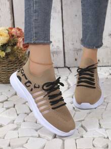 1 Pair Floral Pattern Sporty Women's Shoes, Summer New Genuine Woven Casual Lightweight Running Travel Shoes, Women's Fashion Solid Color Running Shoes, Lightweight Comfortable Outdoor Sports Shoes, Floral Lace-Up Casual Non-Slip Road Running Shoes