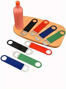 不锈钢啤酒开瓶器彩色扁平大号抽拉啤酒开瓶器浸塑苏打饮料开瓶器，适用于户外、露营、送给父亲的礼物