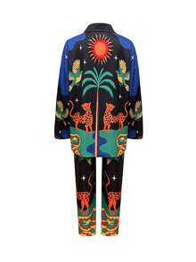 Women Spring/Summer New Boho Style Drop-Shoulder Elastic Waist 2 Pieces Outfits Set - Multicolor - View 2