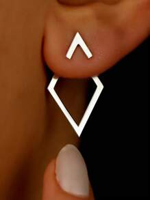 1pair Metallic Geometric Shaped Arrow Dangle Earrings Two WayWearing Design
