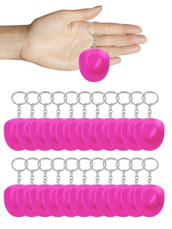 20pcs Unisex Mini Pink Accessories Western Cowboy Hat Model 2.12in Couple Gift Y2K Style Creative Keychain/Chain Interesting Gift Suitable For Sisters Gift, Bag Ornaments, Mobile Phone Car Key Pendant Gift, Girlfriend Gift, Best Friend Gift