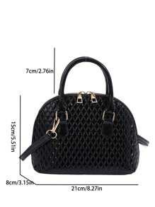 女士时尚简约手提贝壳包简约流行单肩包休闲斜挎包女士礼物送给妈妈 - 黑色 - 查看 11