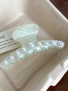 1 件韩国仿珍珠贝壳亚克力发夹，奢华轻质发爪夹，精致发饰 - 彩色 - 查看 9