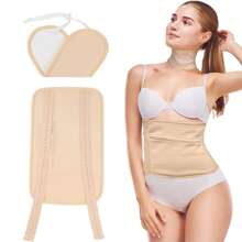 2pcs Reusable Castor Oil Heating Pads Set, Adjustable For Neck And Waist Areas - Khaki - View 2