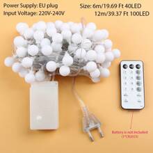 Dây đèn LED hình cầu 1.5m/10m, phích cắm EU, dây đèn trang trí, thích hợp cho trang trí nhà cửa dịp Giáng sinh, Năm mới, tiệc ngoài trời, đám cưới, sân vườn. - Phích cắm loại C của EU (220-240V) - Xem 2