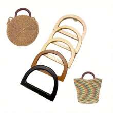 1 对高端木质手提包手柄，圆形 D 形竹木钱包配件 - 彩色 - 查看 1