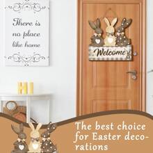 Easter Wreath For Front Door Wooden Easter Sign Hanging Door Sign Decorative Wreath For Spring Holiday Coffee Shop Bakery (Vivid Bunny) Easter Decorations Easter Decor Party Gift Gifts Birthday Graduation - Multicolor - View 4