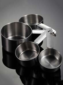 8pcs Stainless Steel Measuring Cups And Spoons Set With Handles, Includes Metric And Standard Measurements, Polished Finish, For Cooking, Baking, Dry And Liquid Ingredients, Pasta Flour, Coffee Beans, Spices, Flour, Sugar, Oats Or Grains Measurement, 8-Piece Combo, For Baking, Kitchen, Hotel, Restaurant Tools, Kitchen, Party, Camping, Room Decor, Kitchen Supplies, Portable Kitchen - Multicolor - View 6